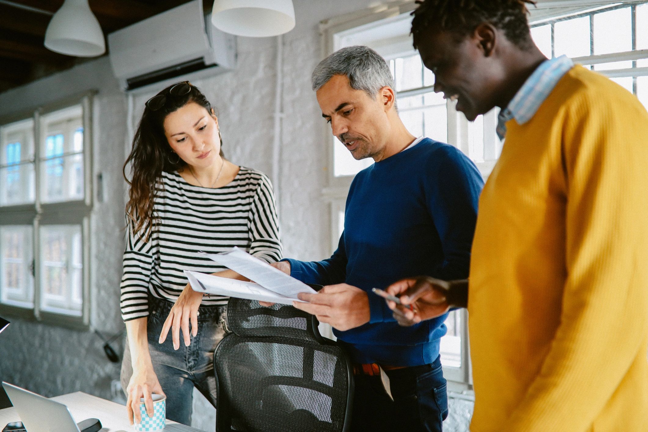 Startup team collaboration in a modern technology office