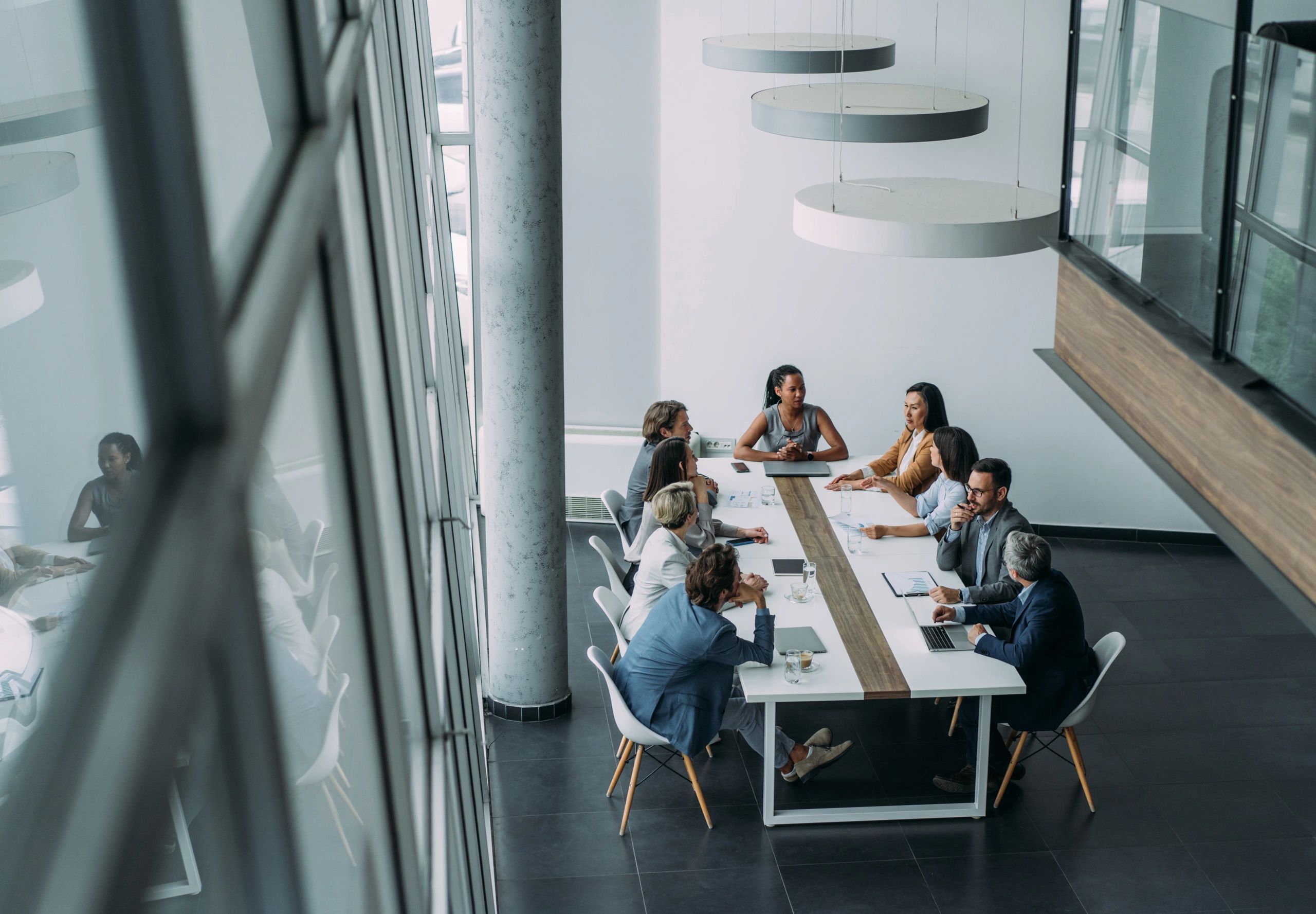 Business team reviewing analytics insights